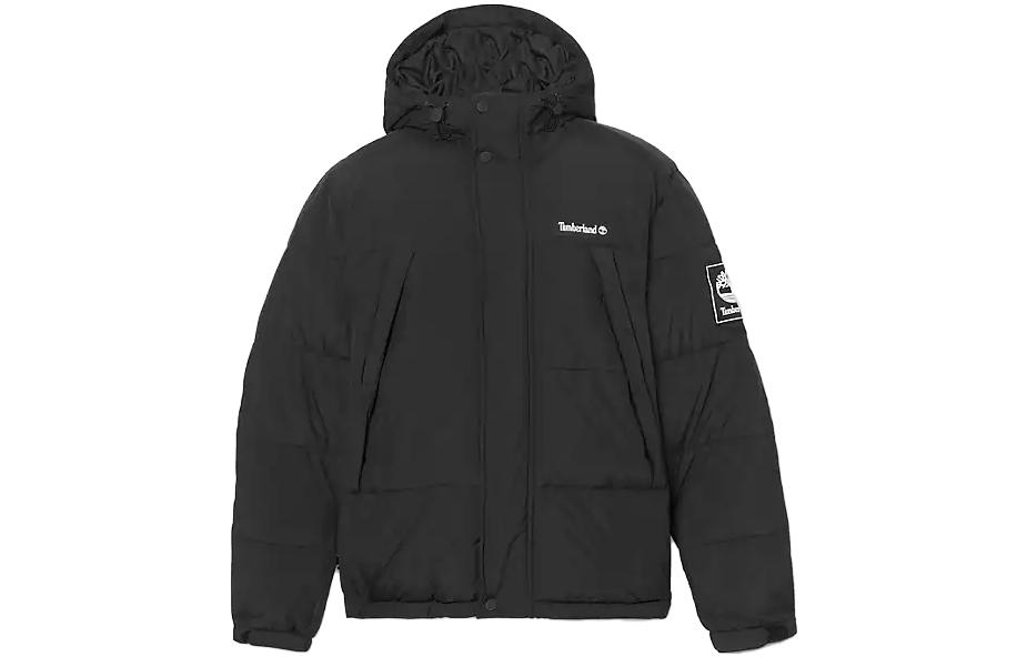 Timberland Water Repellent Outdoor Archive Puffer Jacket Black Hooded Coat A6S41-001