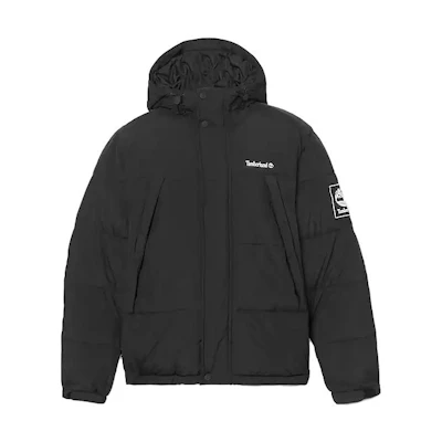 Timberland Water Repellent Outdoor Archive Puffer Jacket Black Hooded Coat A6S41-001