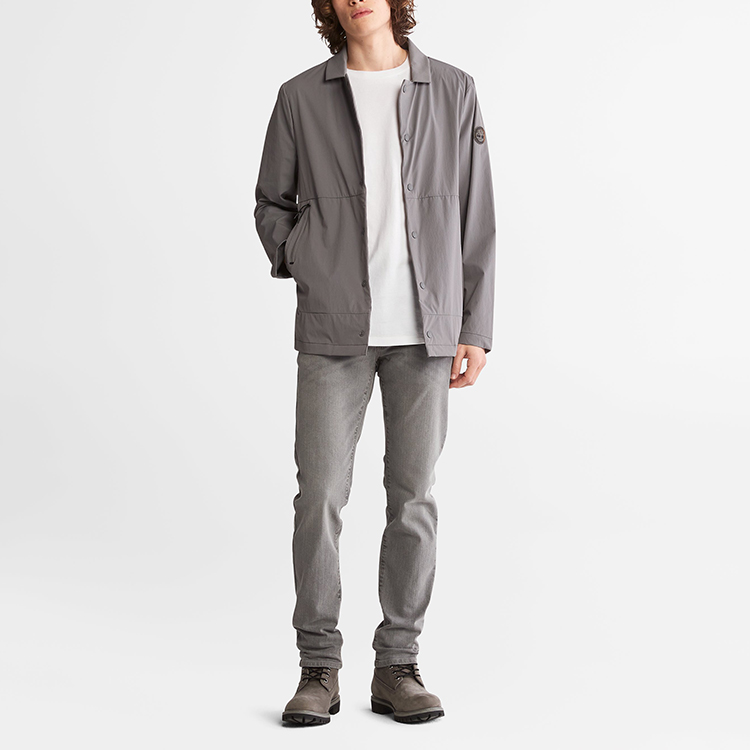 Cheap 添柏岚防水灰色拉链夹克 带翻领和口袋 A26B6-033