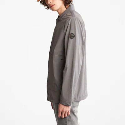 添柏岚防水灰色拉链夹克 带翻领和口袋 A26B6-033 2