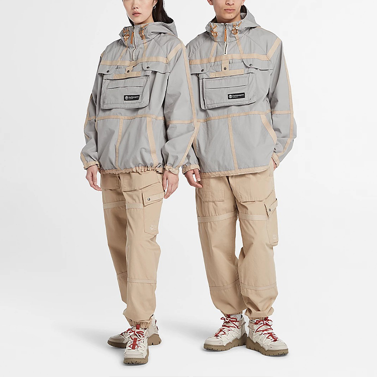 Lookbook 팀버랜드 방수 후드 자켓 유니섹스 그레이 심 디테일 포함 A6BJT-031