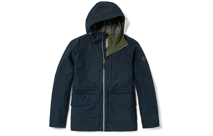 Timberland Waterproof Solid Blue Hooded Jacket Casual and Breathable A2EQT-433
