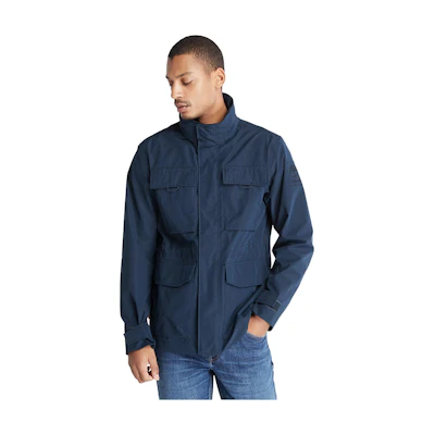 Timberland Waterproof Solid Multi-Pocket Stand Collar Jacket - Navy Blue A67VY-433