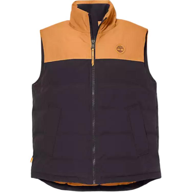 Timberland Welch Mountain Black Puffer Vest for Men - Sleeveless Colorblock Zip Vest A22XM-P57