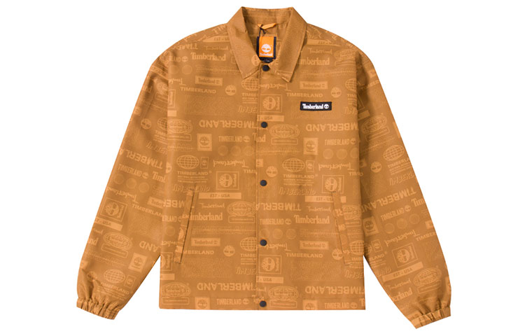 Timberland Wheat Full-Print Letter Pattern Windproof Knit Jacket A6B6X-P47