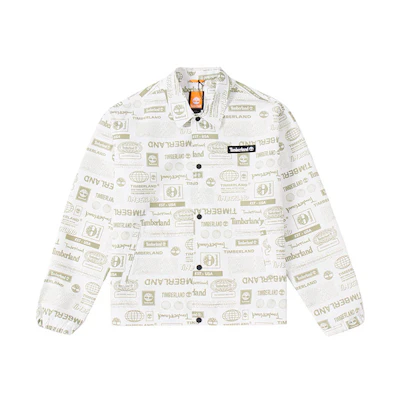 Timberland White All-Over Logo Windbreaker Outdoor Jacket A6B6X-CM9