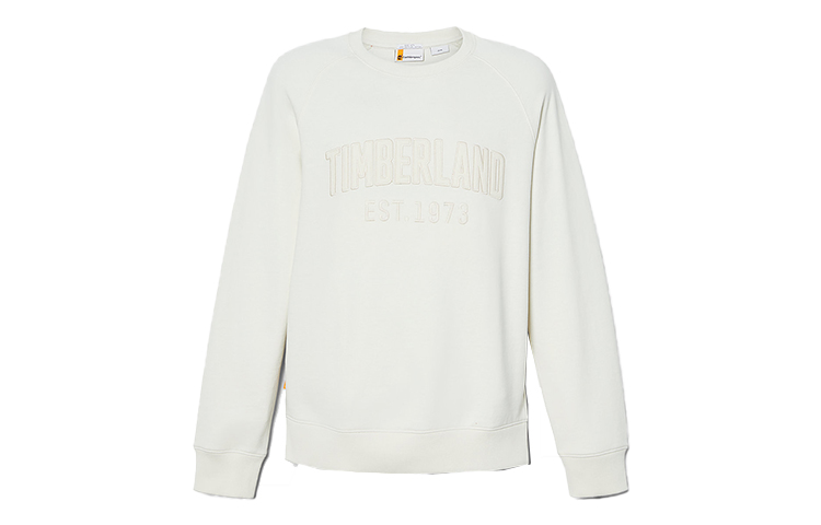 Timberland White Crewneck Sweatshirt with Alphanumeric Embroidery A669D-CM9