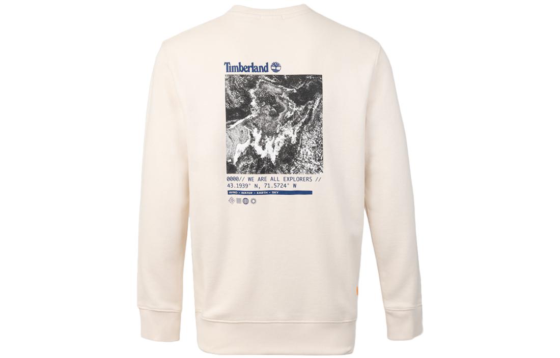 Timberland White Crewneck Sweatshirt with Solid Color & Back Print Design A6A3W-CR3
