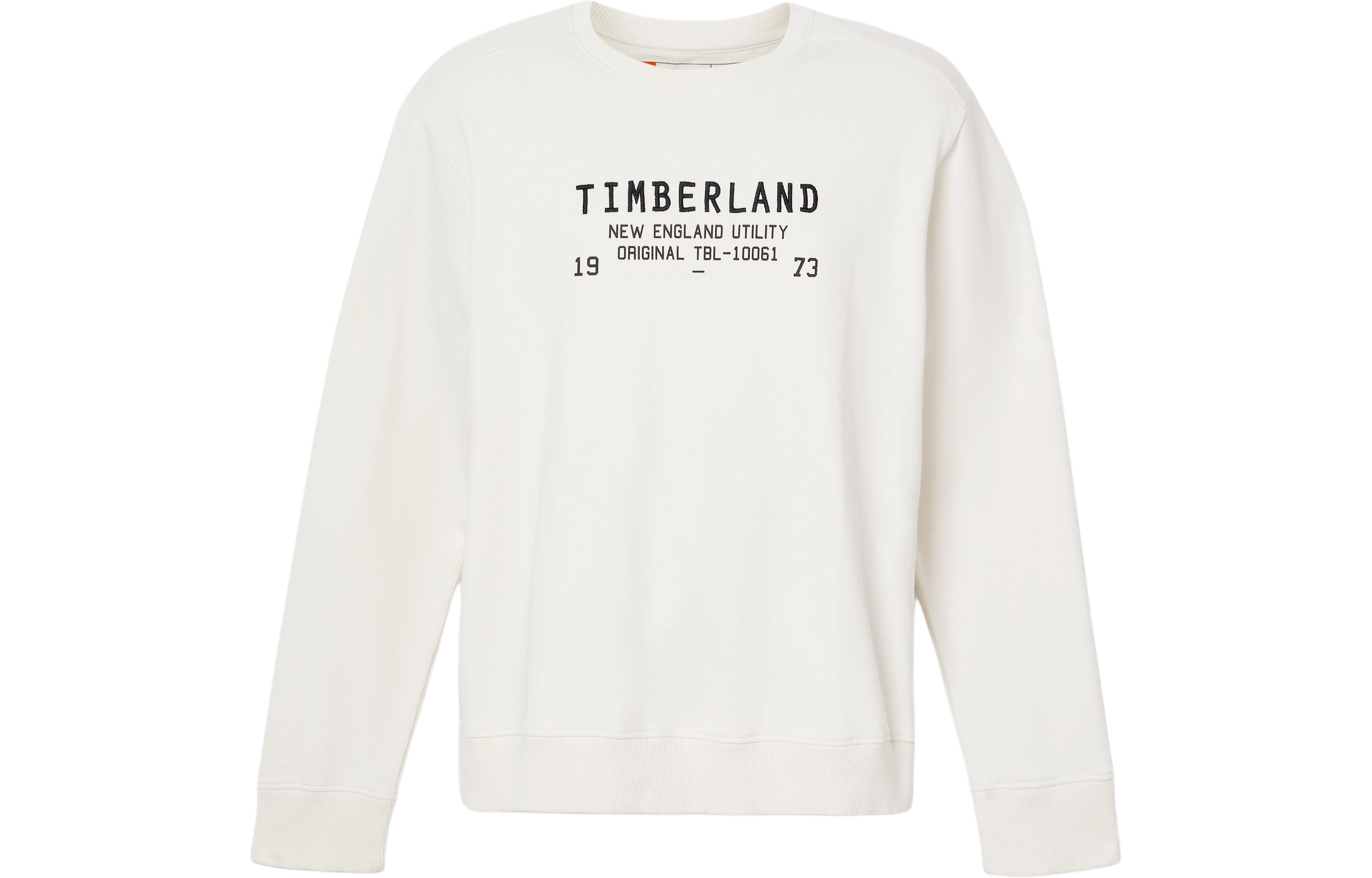 Timberland White Embroidered Logo Crewneck Long-Sleeve Sweatshirt A2E99-CM9