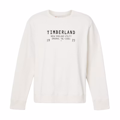 Timberland White Embroidered Logo Crewneck Long-Sleeve Sweatshirt A2E99-CM9