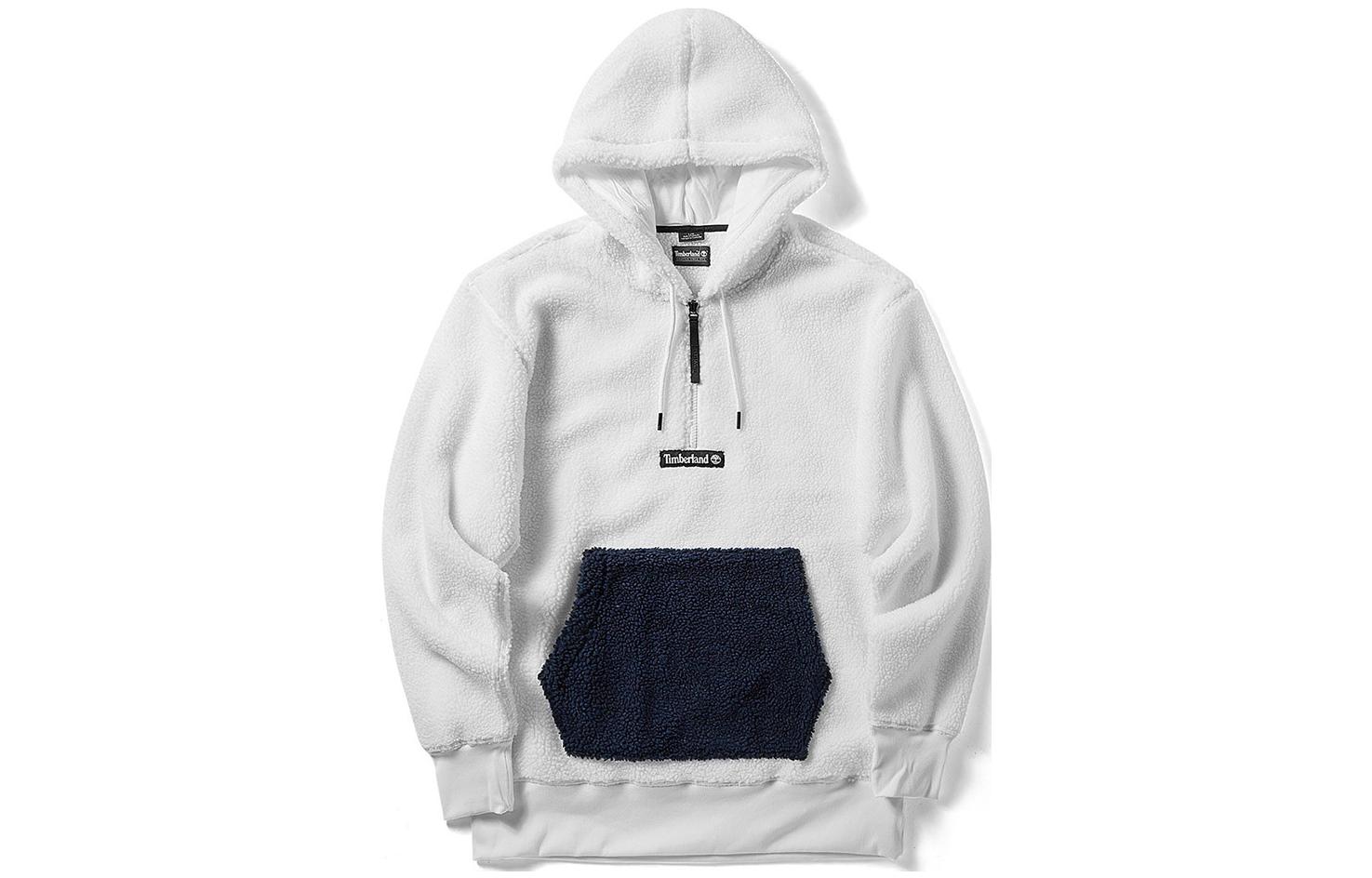 Timberland White Kangaroo Pocket Hoodie Pullover Fleece Sweatshirt A1YN4W92