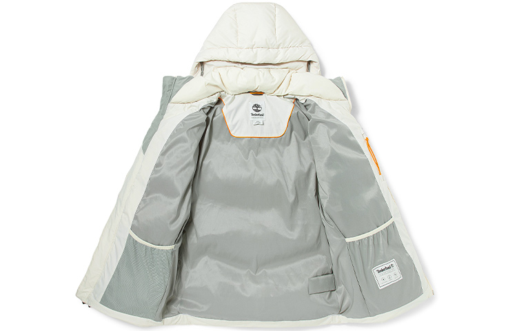 Shop Timberland White Sand Hooded Puffer Jacket Winter Coat. A2G9G-BH7