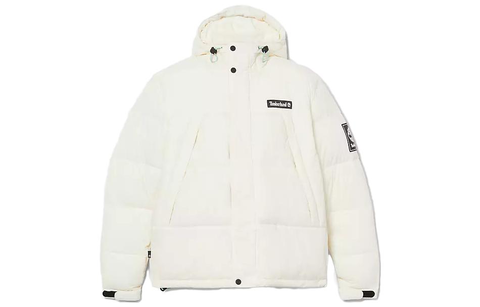 Timberland White Zip-Up Jacket with Letter Logo Print and Hood A6S41-DR2