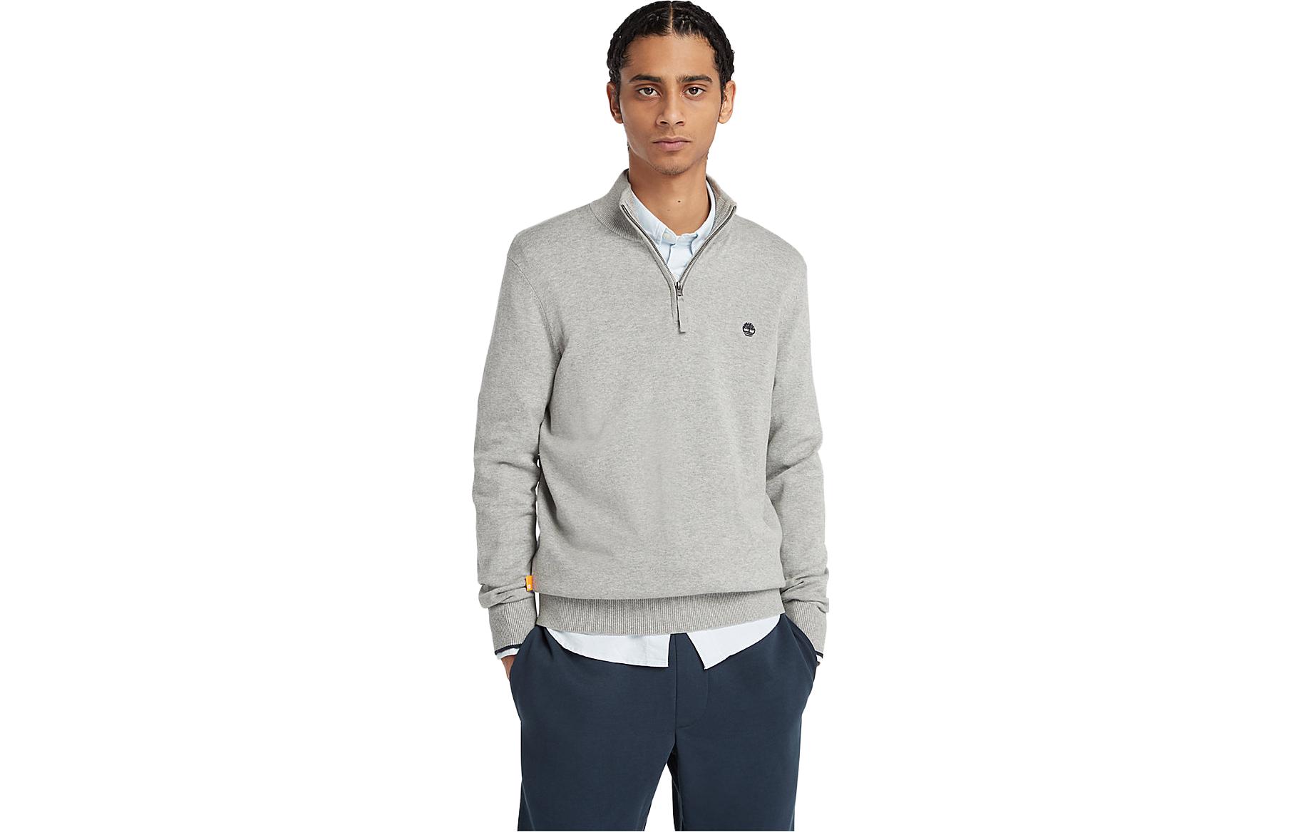 Timberland Williams River Half-Zip Logo Sweatshirt Gray Pullover A2BSW-052
