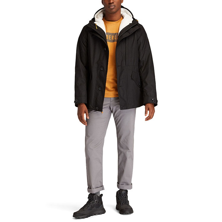 Sizing Timberland Jaket Hitam Musim Sejuk Kalispang Kalis Air 3-dalam-1 Berhud. A448C-001