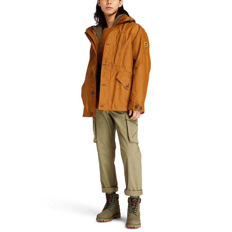 Sizing Timberland Winter Waterproof Fleece Jaket 3-dalam-1 Logo - Warna Getah. A448C-932