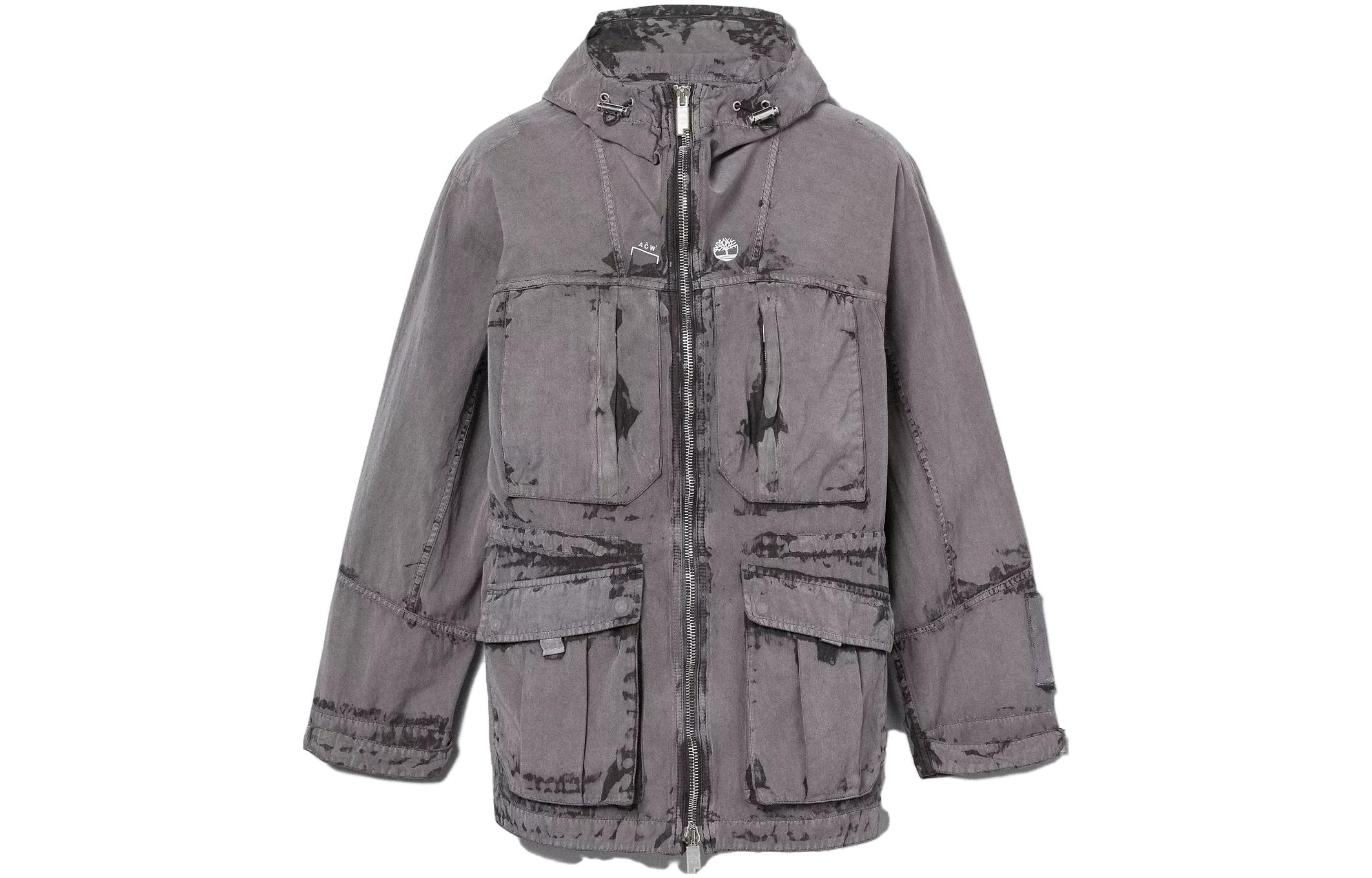 Timberland A-COLD-WALL* Gray Tie-Dye Multi-Pocket Hooded Jacket Unisex A6PDS-C64
