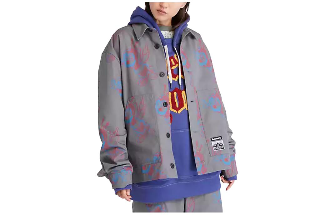 Timberland Bee Line Printed Jacket Light Brown Unisex Collared Long Sleeve A6DPY-DQ4