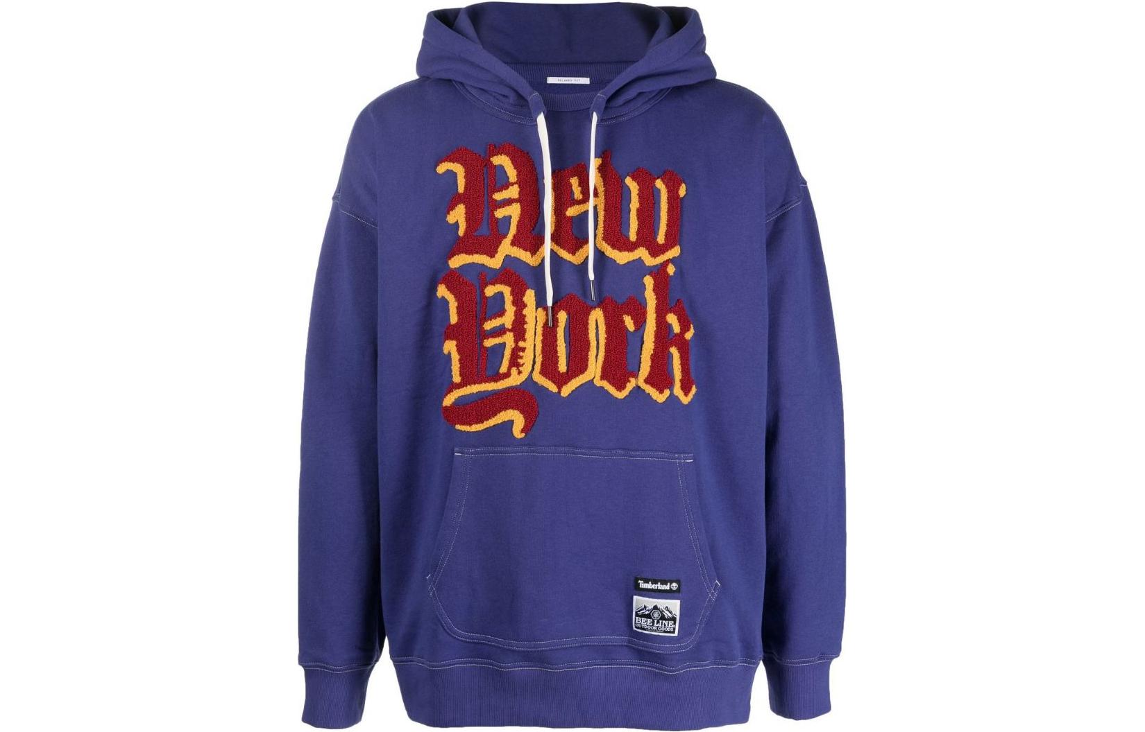 Timberland BeeLine Flocked Pattern Pullover Hoodie Blue A6DR7-DQ5