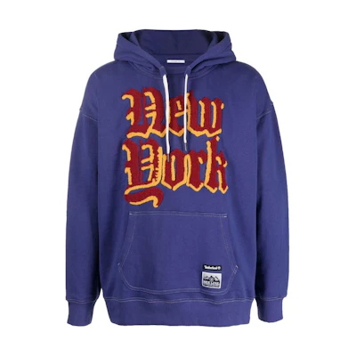 Timberland BeeLine Flocked Pattern Pullover Hoodie Blue A6DR7-DQ5