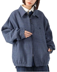 添柏岚 x C.F. Stead SS24 靛蓝麂皮格纹哈灵顿夹克 男女通用 A64CU Purchase 添柏岚 x C.F. Stead SS24 靛蓝麂皮格纹哈灵顿夹克 男女通用 A64CU