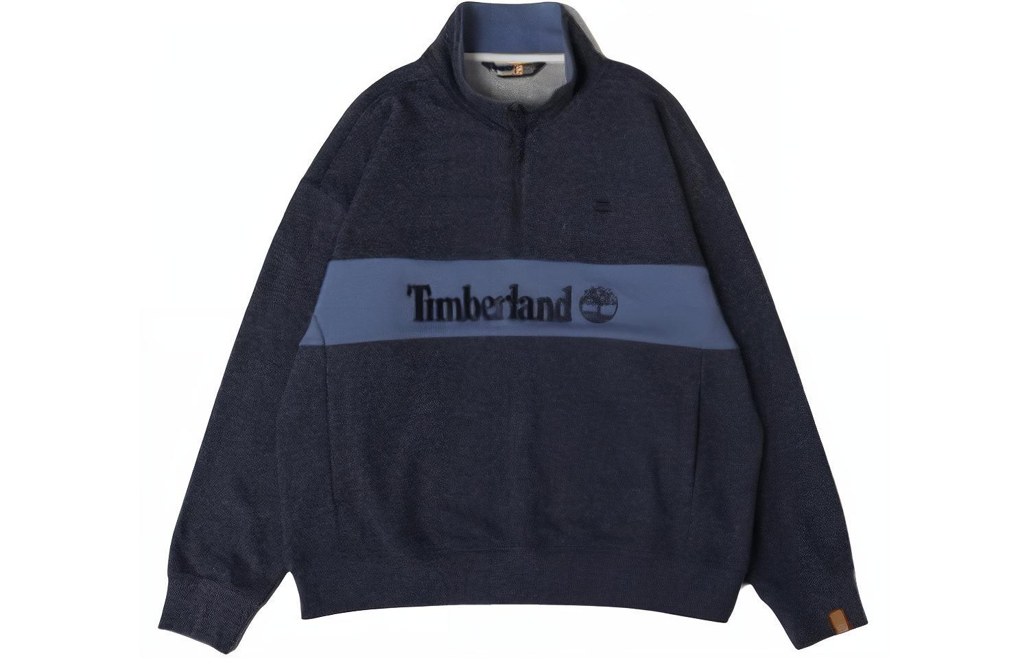 Timberland CF Stead SS24 Indigo Suede Logo Half-Zip High-Neck Sweatshirt Unisex A64FY