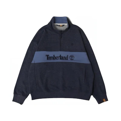 Timberland CF Stead SS24 Indigo Suede Logo Half-Zip High-Neck Sweatshirt Unisex A64FY