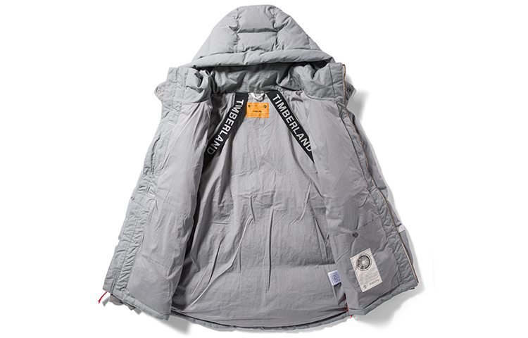 Shop Timberland x Christopher Raeburn Future73 灰色连帽羽绒夹克 可拆卸帽 A6S7S-DZ8