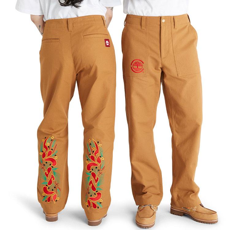 Purchase Timberland x CLOT Collaboration Embroidered Geometric Pattern Brown Pants Unisex A63K5-P47