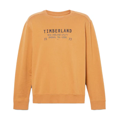 Timberland Yellow Crewneck Long-Sleeve Sweatshirt with Logo Embroidery A6FMV-P47
