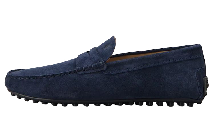 Buy TOD'S 城市豆豆鞋 绒面革套穿樂福鞋 藍色