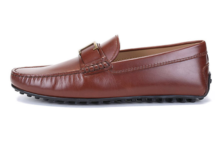 TOD'S CITY Gommino Leather 'Brown T-Buckle Loafers'