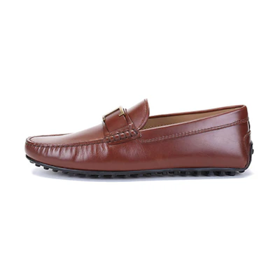 TOD'S CITY Gommino Leather 'Brown T-Buckle Loafers'