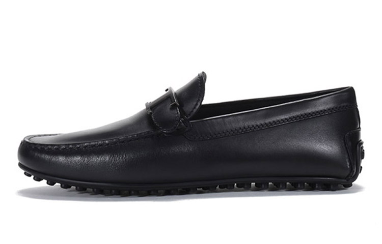 TOD'S City Gommino Loafer 'Black Leather with Metal Buckle'