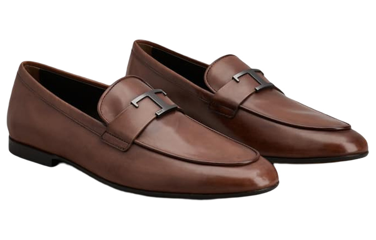 TOD'S Leather Round-Toe Men's Casual Shoes 'Brown' 圖 2
