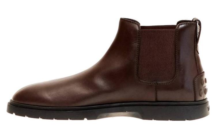 Buy TOD'S 托德斯 皮革 圓頭套穿 短筒 切爾西靴 3公分 男款 咖啡色