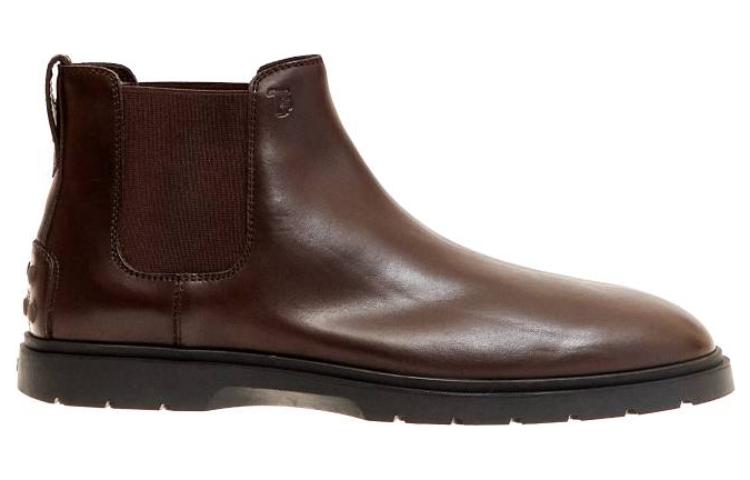 Order TOD'S 托德斯 皮革 圓頭套穿 短筒 切爾西靴 3公分 男款 咖啡色