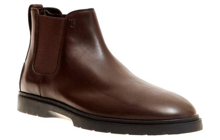 TOD'S Leather Round Toe Chelsea Boots 'Coffee' 圖 3