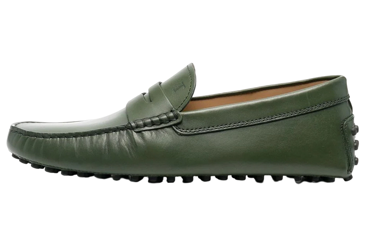 TOD'S Leather Round Toe Slip-On Loafer 'Green'