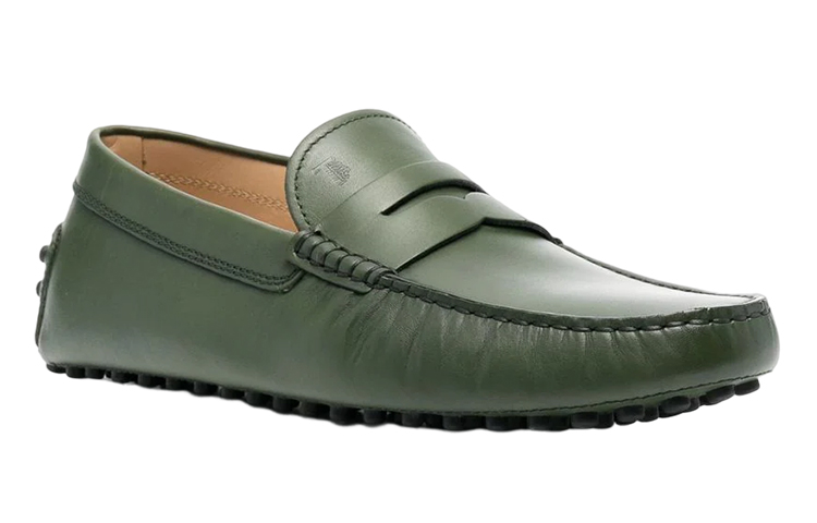 TOD'S Leather Round Toe Slip-On Loafer 'Green' 圖 2