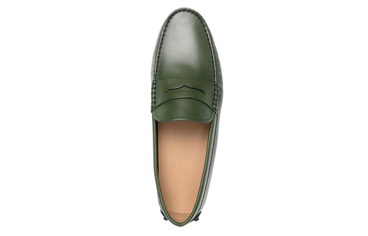 TOD'S Leather Round Toe Slip-On Loafer 'Green' 圖 3