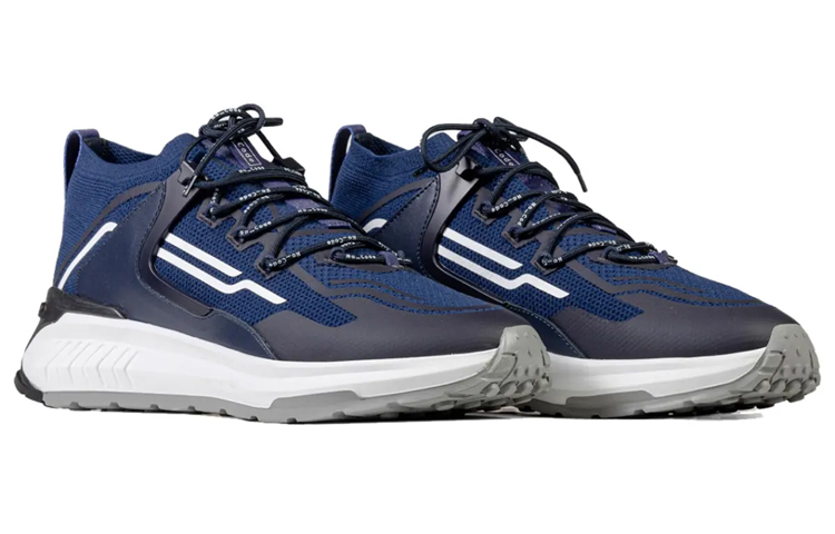 TOD'S Nylon Leather Low-Top 'Blue White' 圖 2