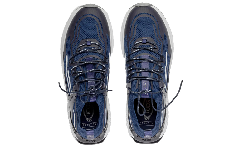 TOD'S Nylon Leather Low-Top 'Blue White' 圖 3