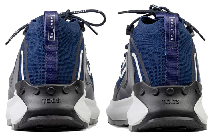 TOD'S Nylon Leather Low-Top 'Blue White' 圖 4