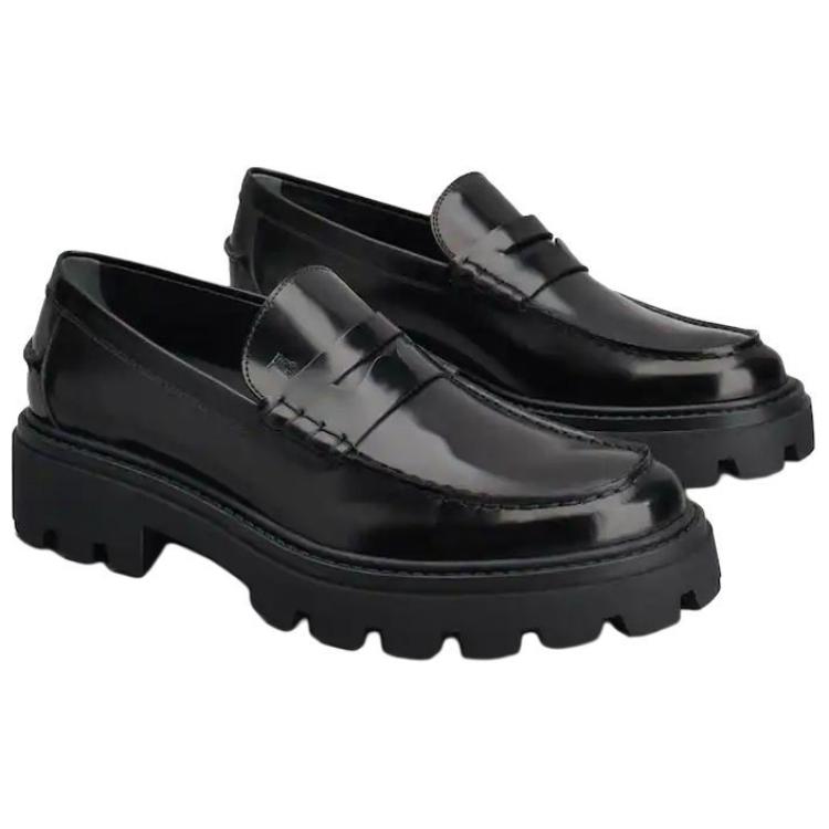 TOD'S Polished Leather Loafers 'Black' 圖 3