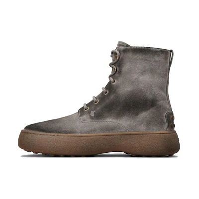 TOD'S Round Toe Thick Sole Lace-Up Boots 'Grey Brown'