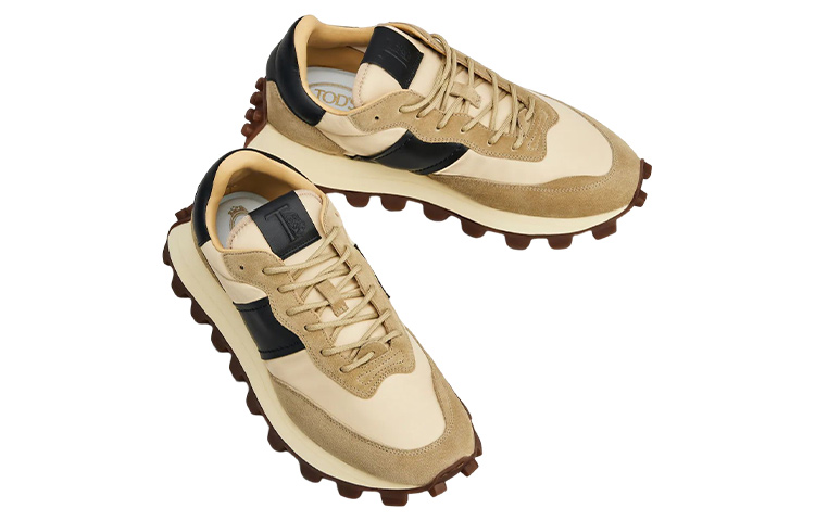 TOD'S Suede and Fabric Sneakers 'Beige' 圖 2