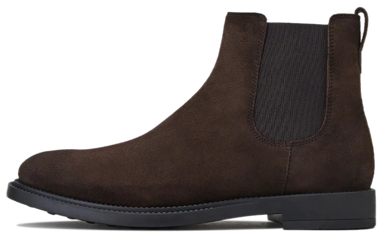 TOD'S Suede Fashion Slip-On Ankle Chelsea Boots 'Dark Brown'