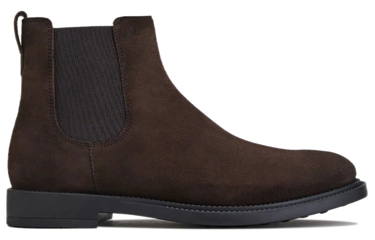 TOD'S Suede Fashion Slip-On Ankle Chelsea Boots 'Dark Brown' 圖 2