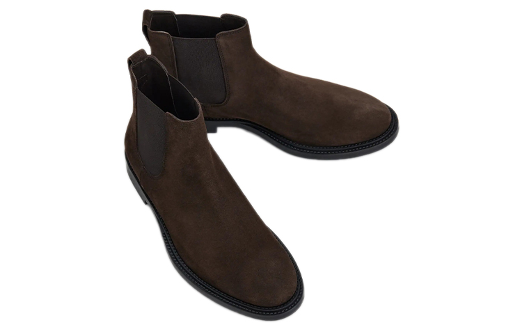 TOD'S Suede Fashion Slip-On Ankle Chelsea Boots 'Dark Brown' 圖 3